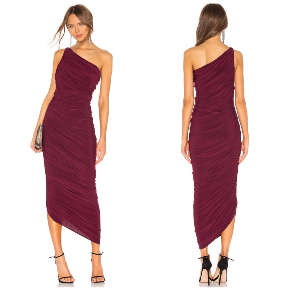 NORMA KAMALI Diana One Shoulder Ruched Gown - Plum